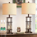 29.5' Table Lamps for Living Room Set of 2, Farmhouse Table Lamps with USB C+A Ports, Touch Control Bedside Lamps with Oil Rubbed Bronze Finish, Bulbs Included