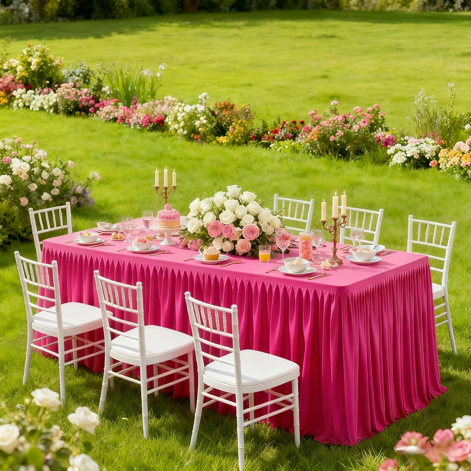 Shillance 6 Pack Hot Pink Table Clothes for 6 Foot Rectangle Tables, Premium Polyester Rectangle Tablecloth Wrinkle Resistant Washable Table Cloth for Wedding, Party, Dining, Banquet, Buffet Tables