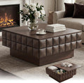 LKTART 31.89' Square Coffee Table with Hidden Storage, Mid-Century Modern Center Table with 3D Sculpted Texture, Lift-Off Flip Top Coffee Tables for Living Room Blankets & Pillows, Real Wood Veneer