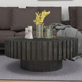 Round Coffee Table, 31.5' Circle Wood Center Table with Pedestal, Wood Coffee Tables for Living Room, Small Space, Office, Apartment, Easy Assembly, Black