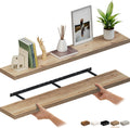 Ballucci Floating Shelves for Wall, 60' Wood Wall Shelf Set of 2, with Invisible Brackets for Bathroom, Living Room, Bedroom, Kitchen, Nursery, 8' Deep, Oak Finish