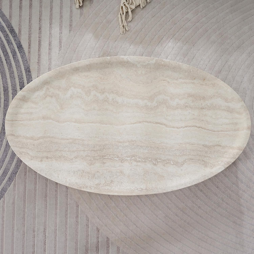 Round Coffee Tables for Living Room, Faux Mars Pattern Pedestal Coffee Tables Mid Century Modern Minimalist Side Tables Travertine Stone Pattern Accent End Table for Apartment, Fibgerglass 43.7'