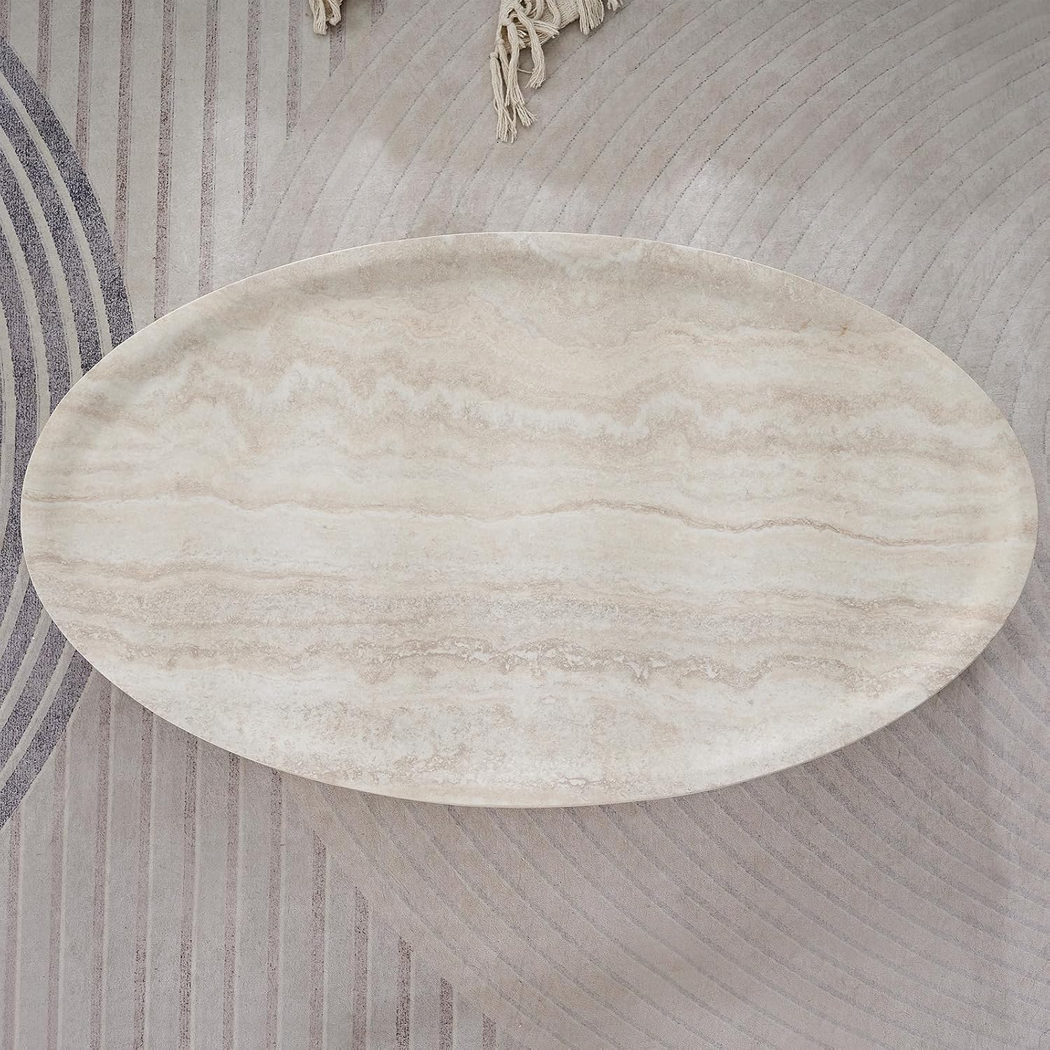 Round Coffee Tables for Living Room, Faux Mars Pattern Pedestal Coffee Tables Mid Century Modern Minimalist Side Tables Travertine Stone Pattern Accent End Table for Apartment, Fibgerglass 43.7'