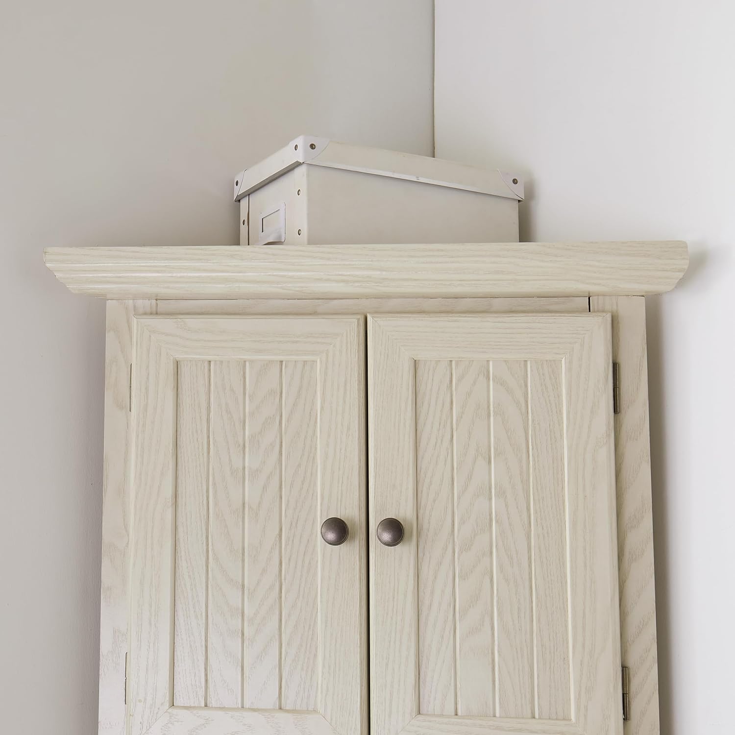 Tall Corner Bookcase Storage Cabinet with Doors and 4 Shelves, Freestanding Triangle Cabinet for Living Room, Kitchen, Office, Small Space, Floor Corner Storage Rack (White)