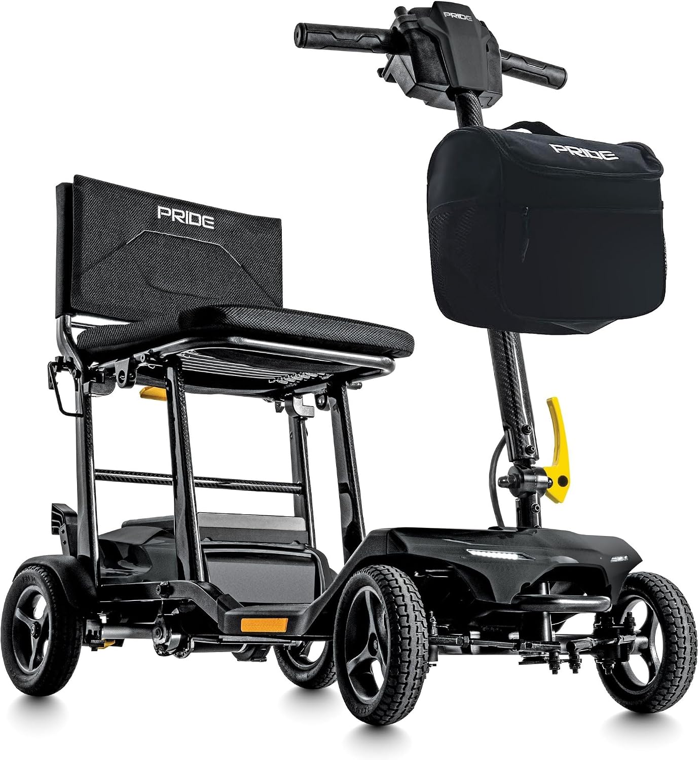 Pride Mobility Go-Go Super Portable 4-Wheel Folding Travel Mobility Scooter – 300 lbs Capacity, 4.5 mph, Airline-Approved Lithium Battery – for Seniors, Adults, Elderly – Lightweight & Compact (Black)