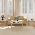 Modern 3 Piece Coffee Table Set, Rectangle Coffee Table with End Tables Thick Frame Living Room Table Sets for Small Spaces