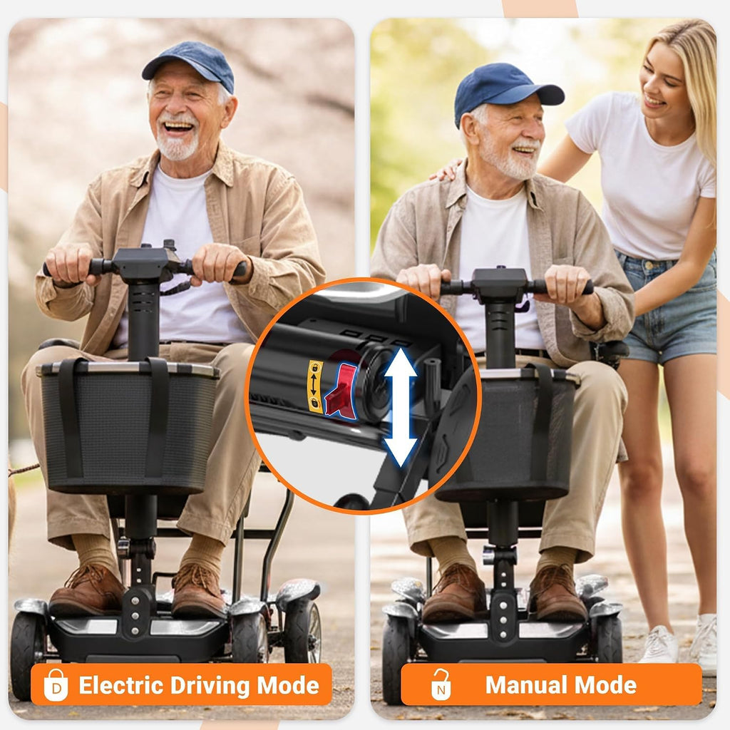 Mobility Scooter for Adults, 4 Wheel Motorized Mobility Scooter w/Portable Aluminium Frame, 350LBS Capacity & Lithium Battery, 15Miles Electric Powered Mobility for Outdoor (Silver, 15 MI)
