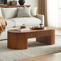 JUSTONE 51.18'' Brown Oval Wood Coffee Table with Drawer, Farmhouse Wood Coffee Table for Living Room,Apartment(Brown)