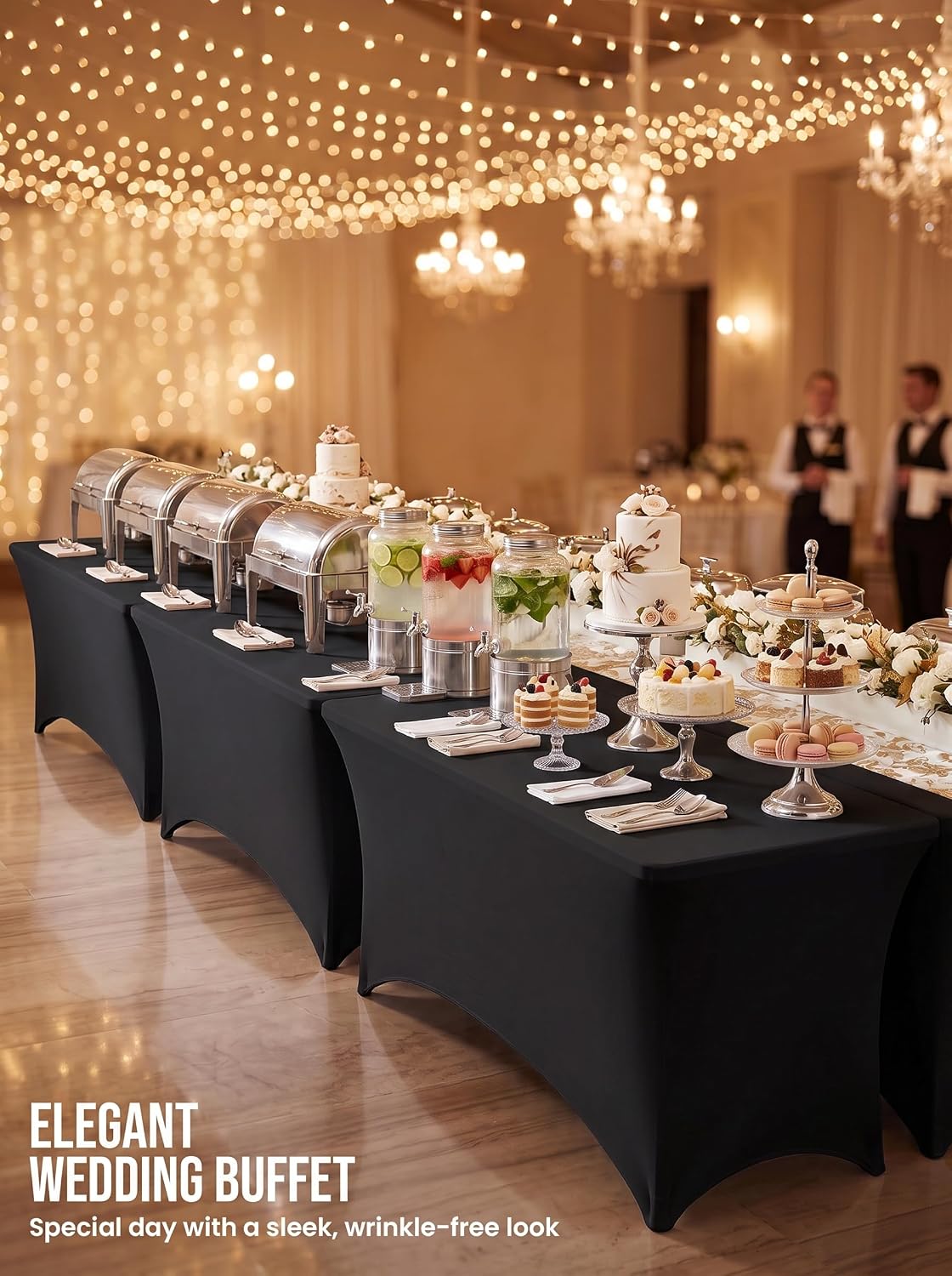Utopia Kitchen 8Ft 10 Pack, Black Tablecloth for Rectangle Tables - Fitted Table Cloth Washable & Wrinkle Resistant Bulk Event Hospitality Wedding Banquet Corporate Functions Use