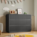 BORNOON Dresser for Bedroom with 6 Drawers, Fluted Chest of Drawers with Round Curved Corner, Hidden Handles, Modern Wood Storage Organizer for Bedroom, Nursery, Living Room