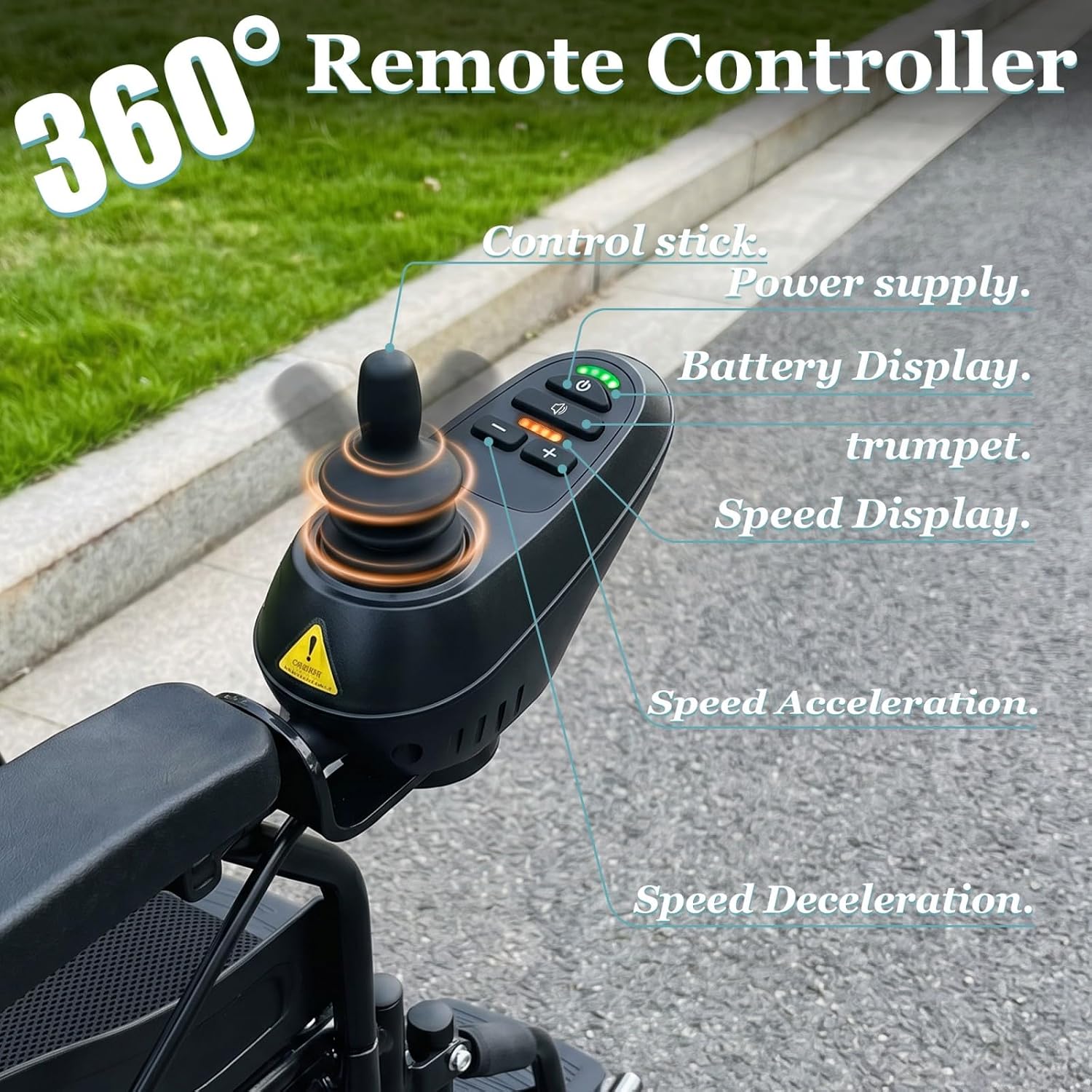 15 Miles Foldable Electric Wheelchair with 500W Brushless Motors, Motorized Wheelchair with 12AH Lithium Battery, 12' Rear Solid Tires, for Adults Seniors