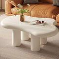 Guyii Cloud-Shaped Coffee Table, Modern Sofa Table with 4 Legs, Cream White Center Table, Small Irregular Tea Table for Living Room, Easy Assembly (White)
