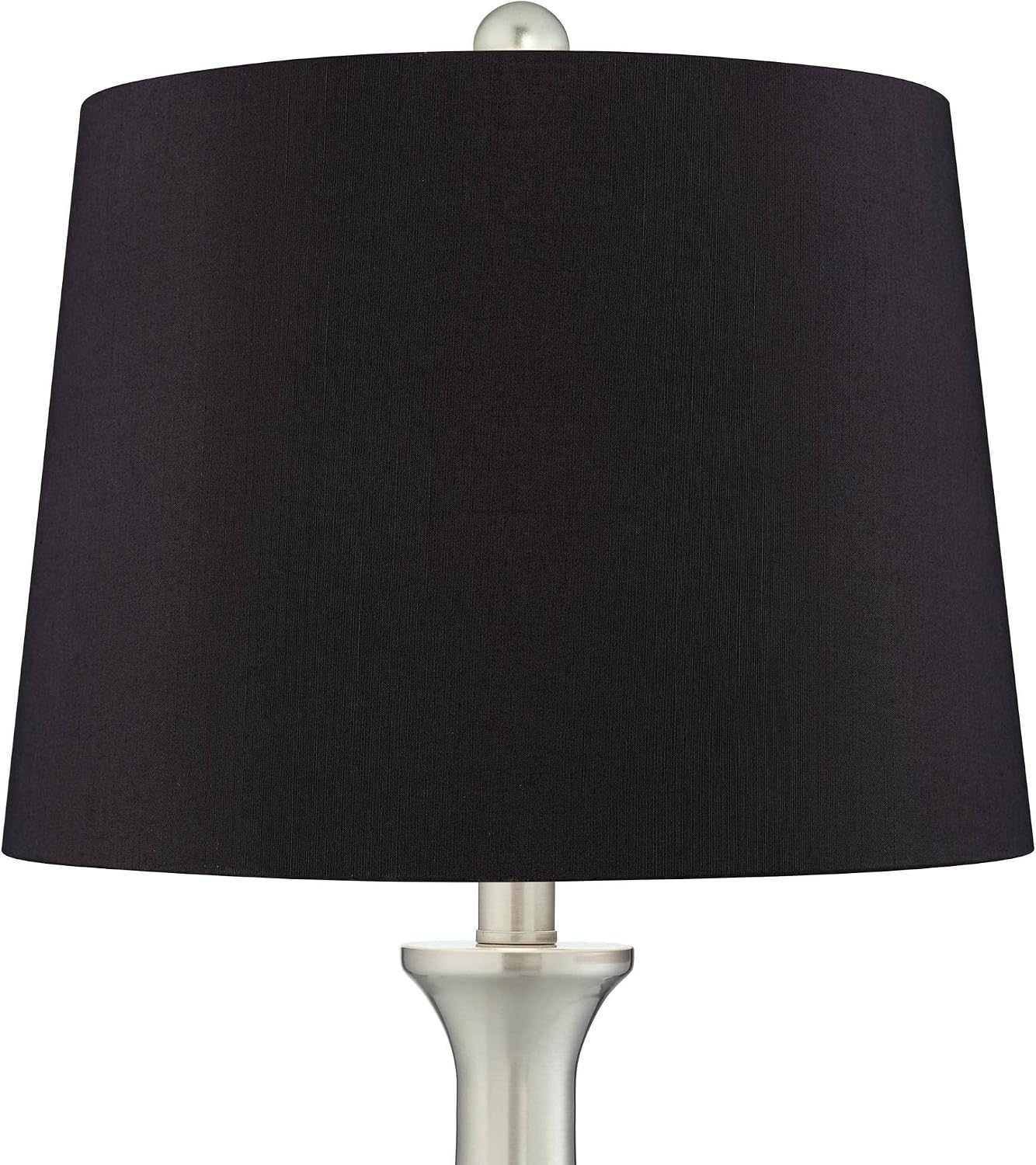360 Lighting Karl Modern Table Lamps 27.5' Tall Set of 2 with USB and AC Power Outlet in Base Brushed Nickel Metal Black Drum Shade for Living Room Bedroom House Bedside Nightstand Home