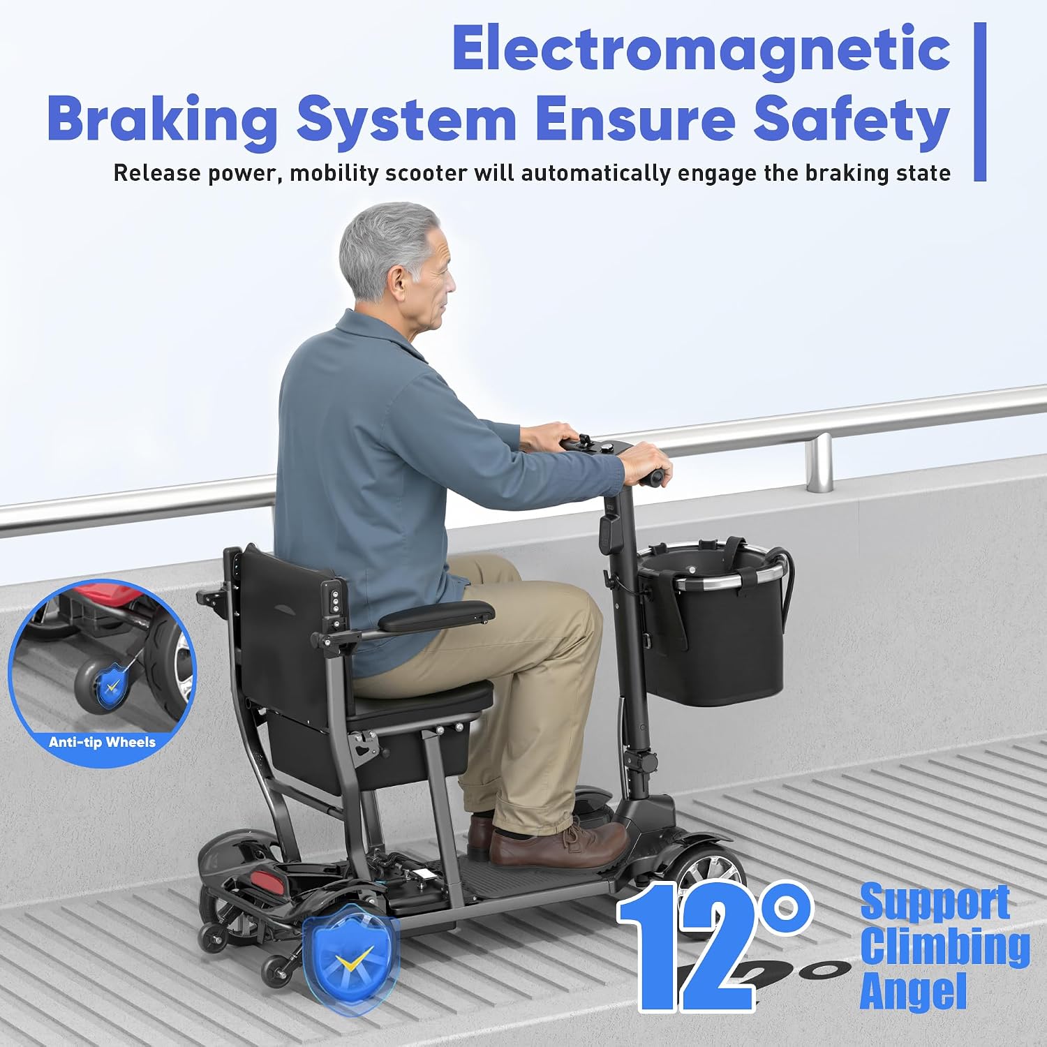 4 Wheels Mobility Scooters for Seniors,39LBS Light Frame&15 Miles Travel Range&350LBS Capacity&270W Brushless Motor Powered Wheelchair Folding Electric Scooter&Dust Cover&LED Lights&Auto Brake-Black