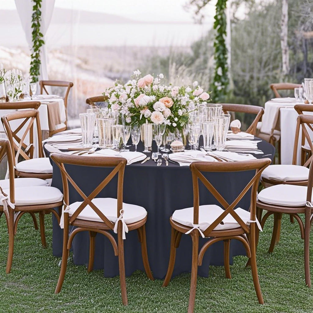 WJWHQ 10 Pack Black Round Spandex Tablecloths for 60in Tables, 120Inch Stretchy Fitted 5FT Round Table Clothes,Wrinkle Free Table Cover with Skirt for Wedding Party Dining Banquet