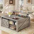 SEDETA 31.5' Lift Top Coffee Table with Storage, Square Coffee Tables for Living Room, Farmhouse Coffee Table with Large Hidden Storage Compartment and Adjustable Shelves, Grey