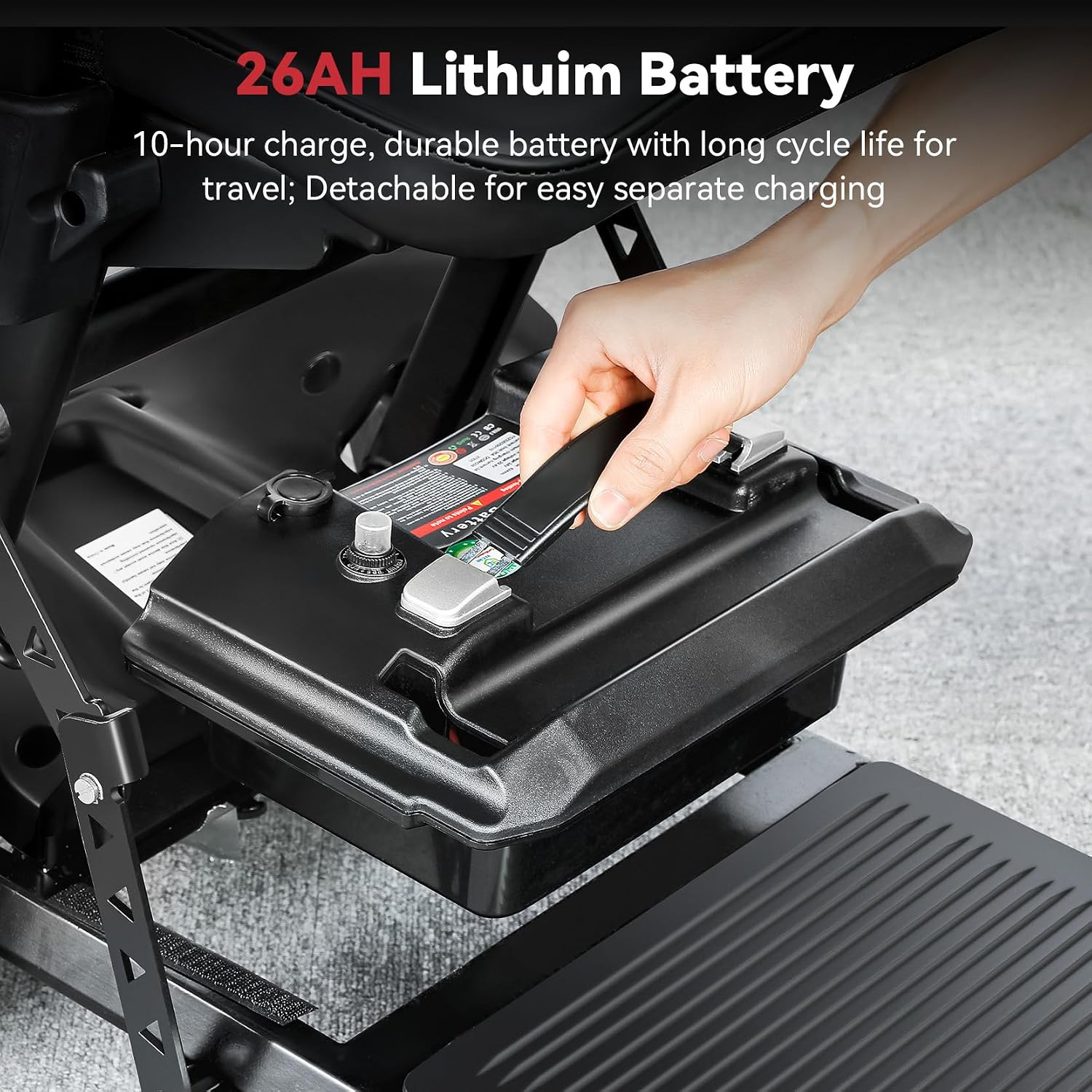 20 Miles Range Lightweight Mobility Scooter for Adults & Seniors - 47lbs Foldable 4 Wheel Travel Electric Scooter with Removable Battery, LED Lights - 300lb Capacity (Black)