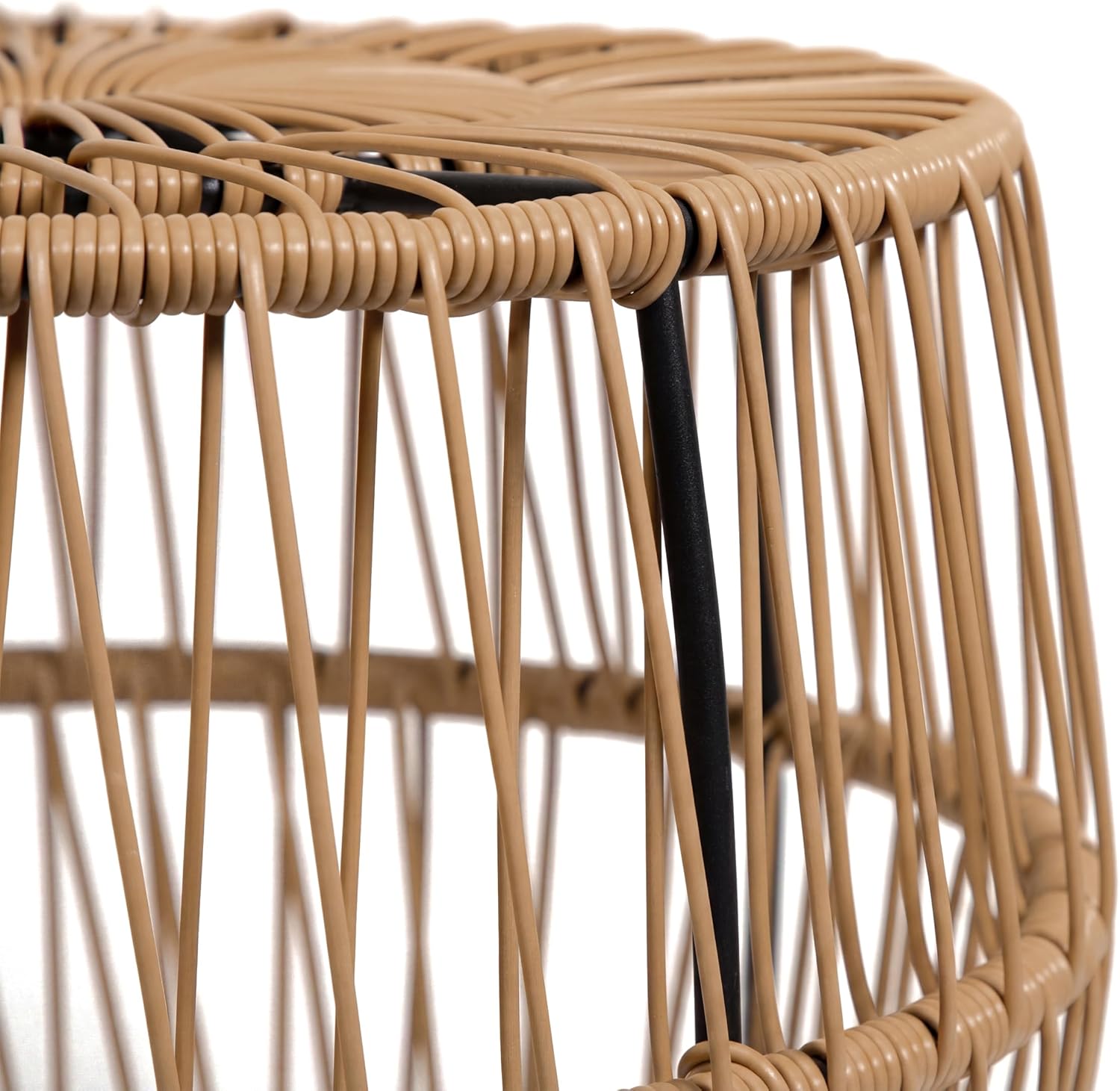 Furniture of America Ysar Boho Rattan Round Coffee Table Outdoor with Metal Frame, All-Weather and Rust Resistant, Handcrafted Coastal Furniture for Patio, Poolside, Garden, Yard, Natural Brown