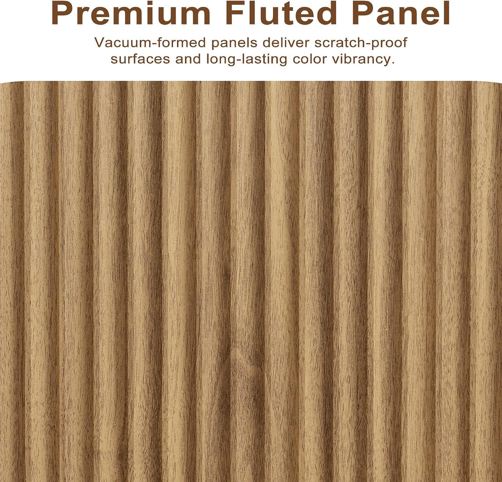 Fluted Coffee Table with Lifting Top, 31.5' Square Coffee Table with Storage, Mid Century Modern Center Table for Living Room, Home Office, Natural Oak