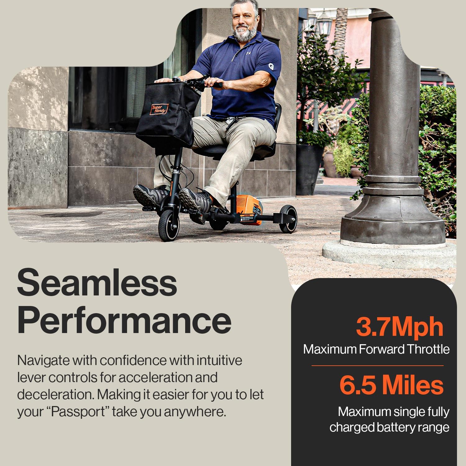 SuperHandy Passport Mobility Scooter for Adults- Foldable, 3 Wheel & GoRise FC Electric Floor to Chair Lift for Seniors and People with Disabilities - 400 Lbs Capacity [Bundle Deal]