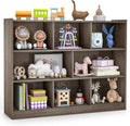 KOTEK Toy Storage Organizer, 8 Cubby Kids Bookshelf, Wooden 4-Tier Bookcase Storage Cabinet, Open Display Book Shelf for Daycare, Nursery, School, Classroom, Playroom (Grey, 8 Cubes)