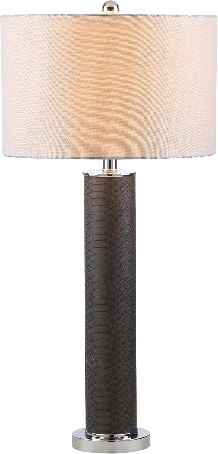 SAFAVIEH Lighting Collection – Set of 2 Ollie Modern Contemporary Grey Faux Snakeskin 32-Inch Table Lamps, LED Bulbs Included, Bedroom Living Room Home Office (LIT4404E-SET2)