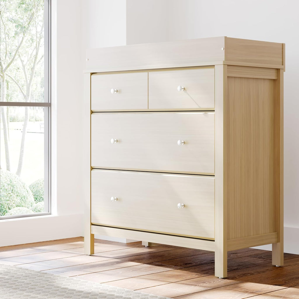 Storkcraft Horizon 3 Drawer Chest with Removable Changing Topper (Driftwood) – GREENGUARD Gold Certified Nursery Dresser, Kids' Storage Chest with Organizer, Durable and Stylish 3-Drawer Design