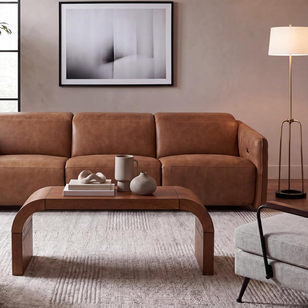SAFAVIEH Home Collection Liasonya Natural Brown Curved Coffee Table
