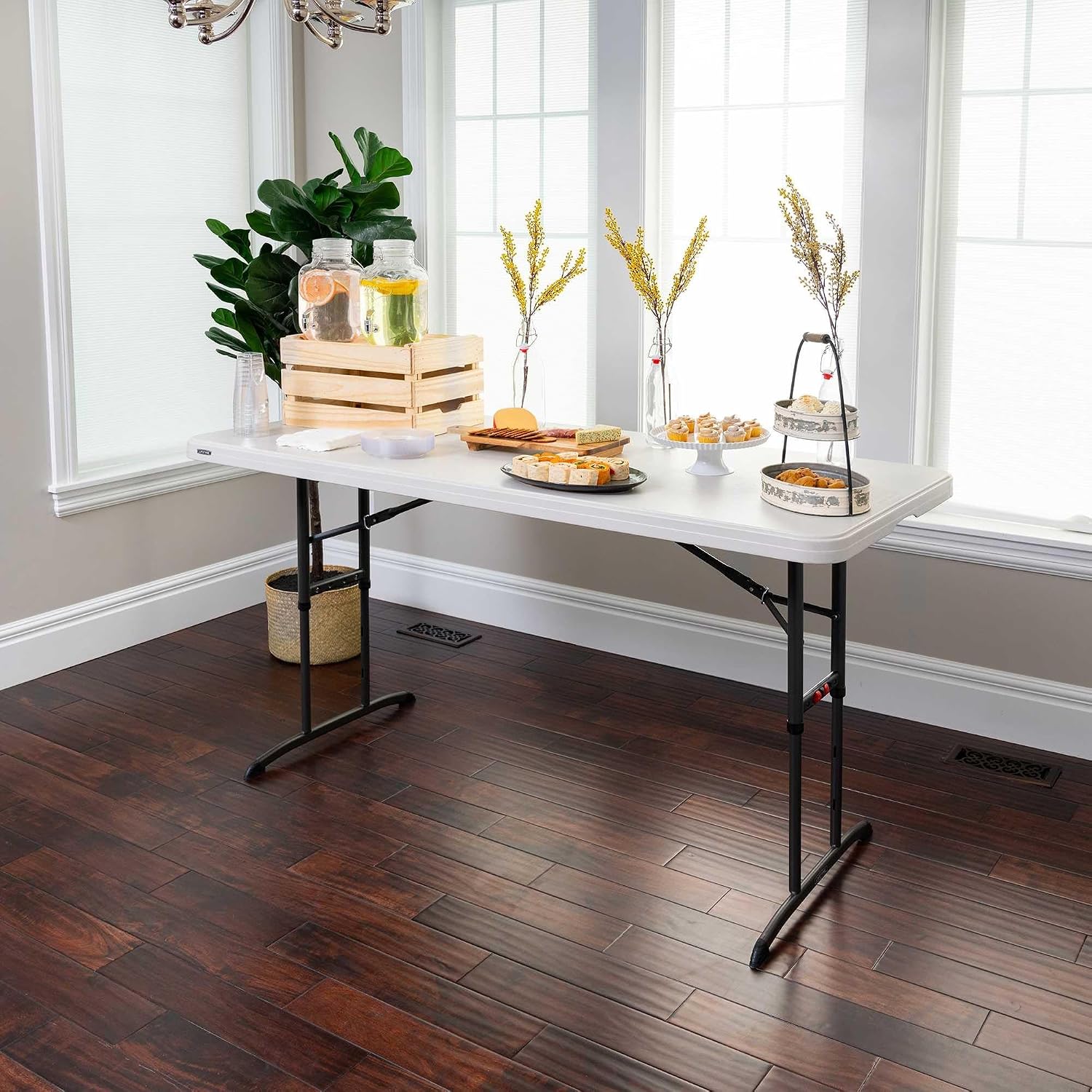 LIFETIME 6-Foot Adjustable Height Nesting Table, Commercial, Almond