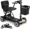 20 Miles Range Lightweight Mobility Scooter for Adults & Seniors - 47lbs Foldable 4 Wheel Travel Electric Scooter with Removable Battery, LED Lights - 300lb Capacity (Black)