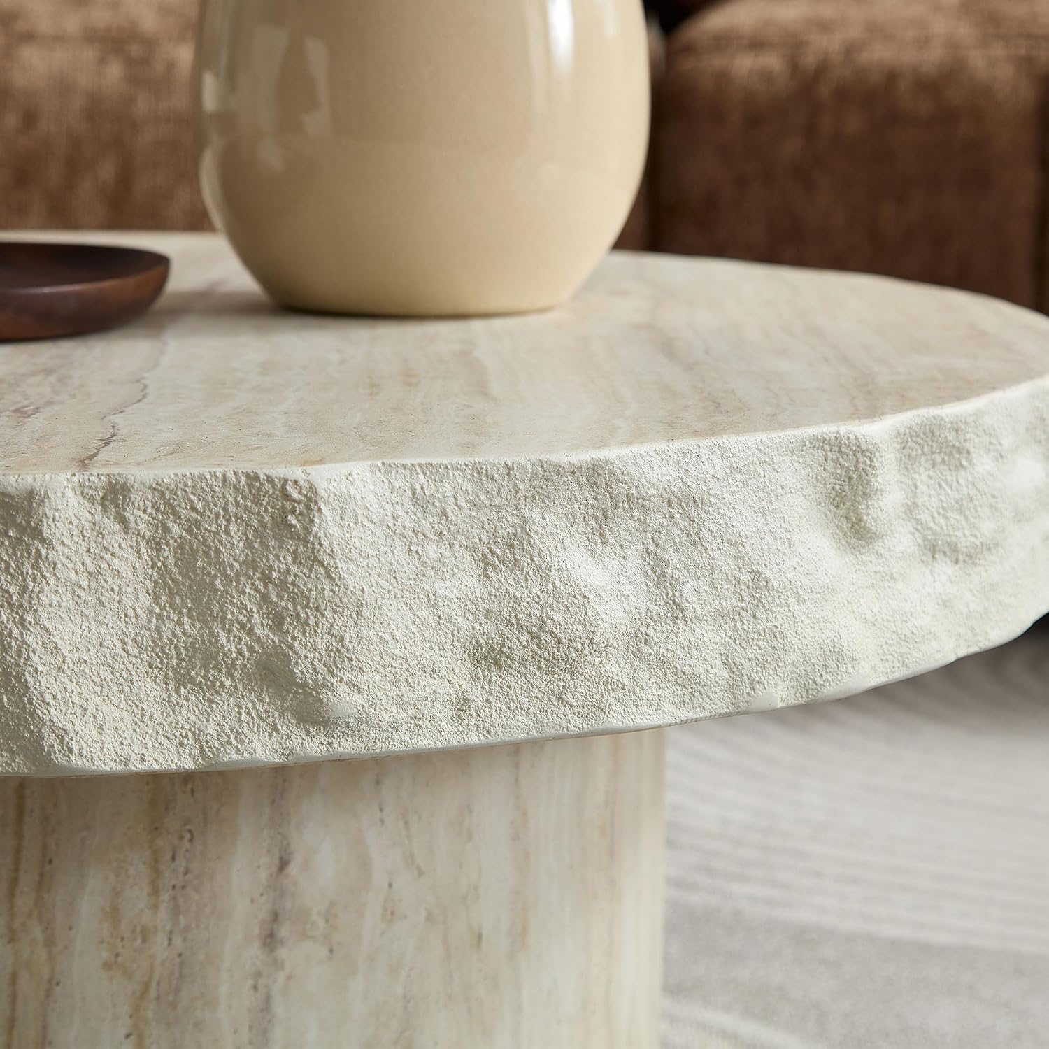 31.69' Faux Mars Textural Patterns Mordern Coffee Tables for Apartment Living Room,No Need Assembly,Beige