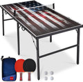 Best Choice Products Portable Ping Pong Table, Mid-Size Folding Indoor Outdoor Table Tennis w/ 2 Paddles, 4 Balls Included, Carrying Bag
