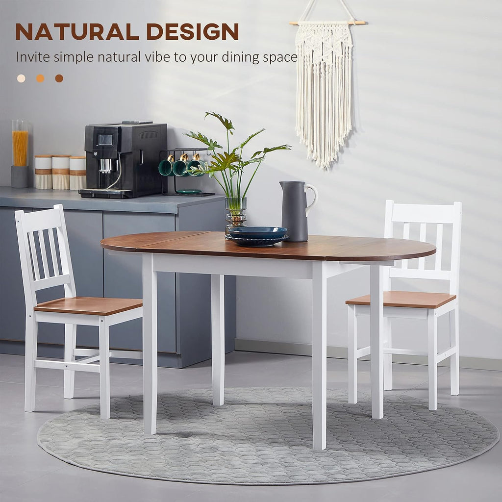 HOMCOM 55' Solid Wood Kitchen Table for 4-6 People, Oval Drop Leaf Tables for Small Spaces, Folding Dining Table, Brown