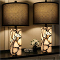 Scenekoy 23' Alabaster Table Lamps Set of 2 with Night Light for Living Room, Rotary Switch, Black Modern Table Lamp with Black Linen Shade, Nightstand Lamp for Bedroom Bedside Office (Bulb Included)