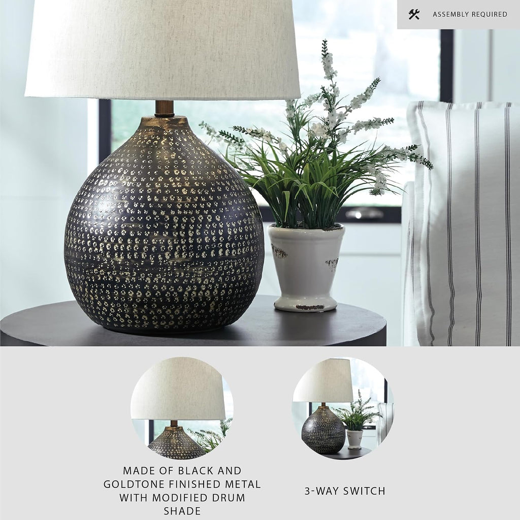 Signature Design by Ashley Maire Contemporary 25' Metal Table Lamp, Black & Gold Finish