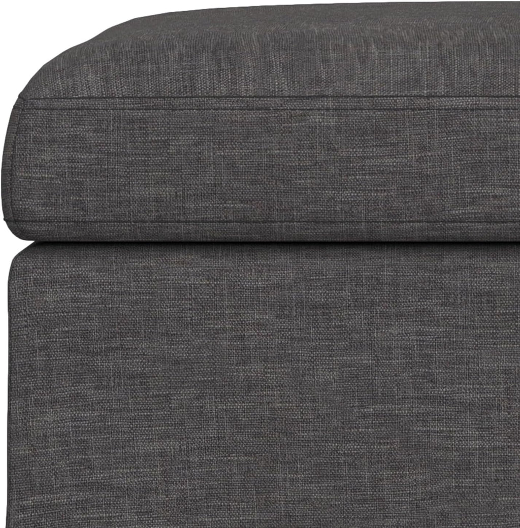 SIMPLIHOME Owen 36 inch Wide Mid Century Modern Square Coffee Table Storage Ottoman in Slate Grey Linen Look Fabric, Assembled, for the Living Room, Entryway and Family Room