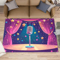 Microphone Area Rug 5x7-5x7 Rug, Cartoon Stars Area Rugs for Living Room, Music Washable Rugs for Bedroom, Kids Carpet, Musical Carpet - Microphone Home Decor & Gift