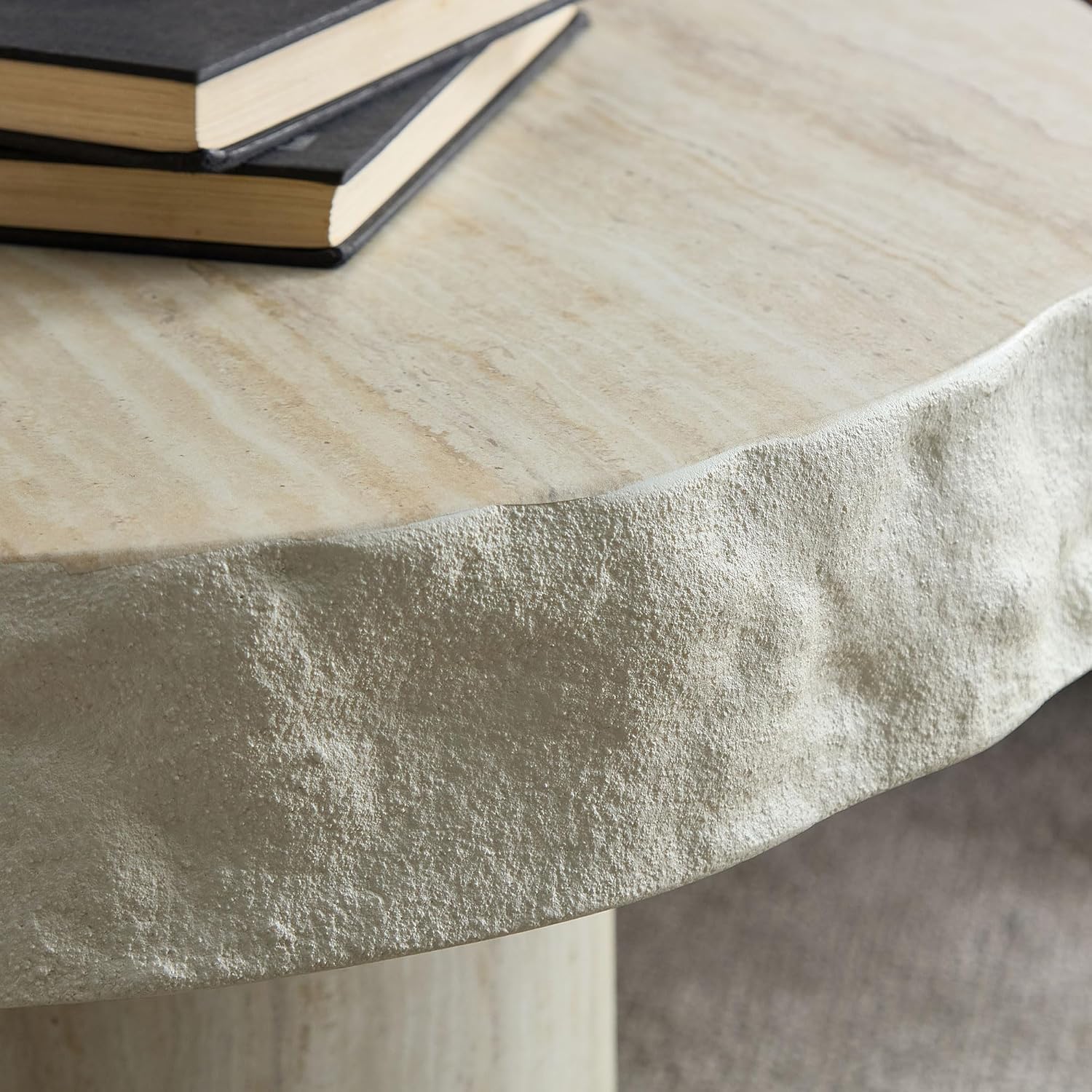 23.82' Faux Mars Textural Patterns Mordern Coffee Tables for Apartment Living Room,No Need Assembly,Beige