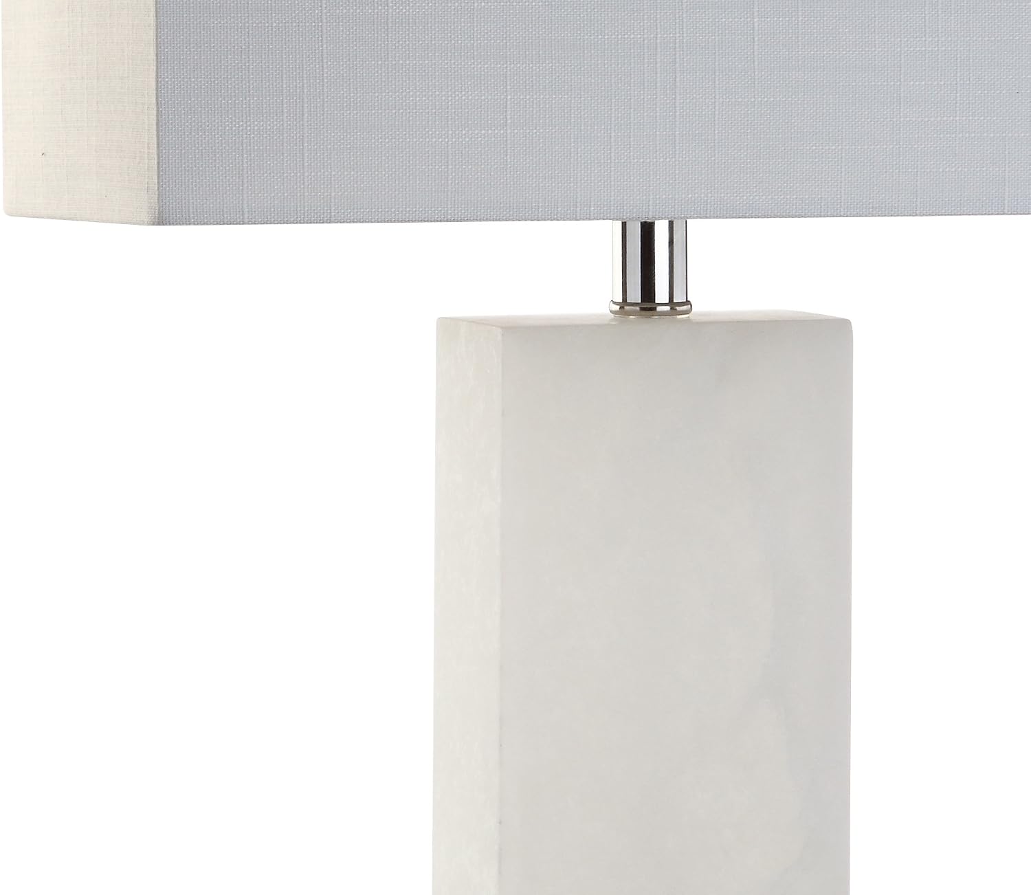 JONATHAN Y 27' White Alabaster Rectangular Table Lamp Contemporary Modern Bedside Nightstand Lamp for Living Room Bedroom with White Linen Shade LED Bulb Included JYL2009A
