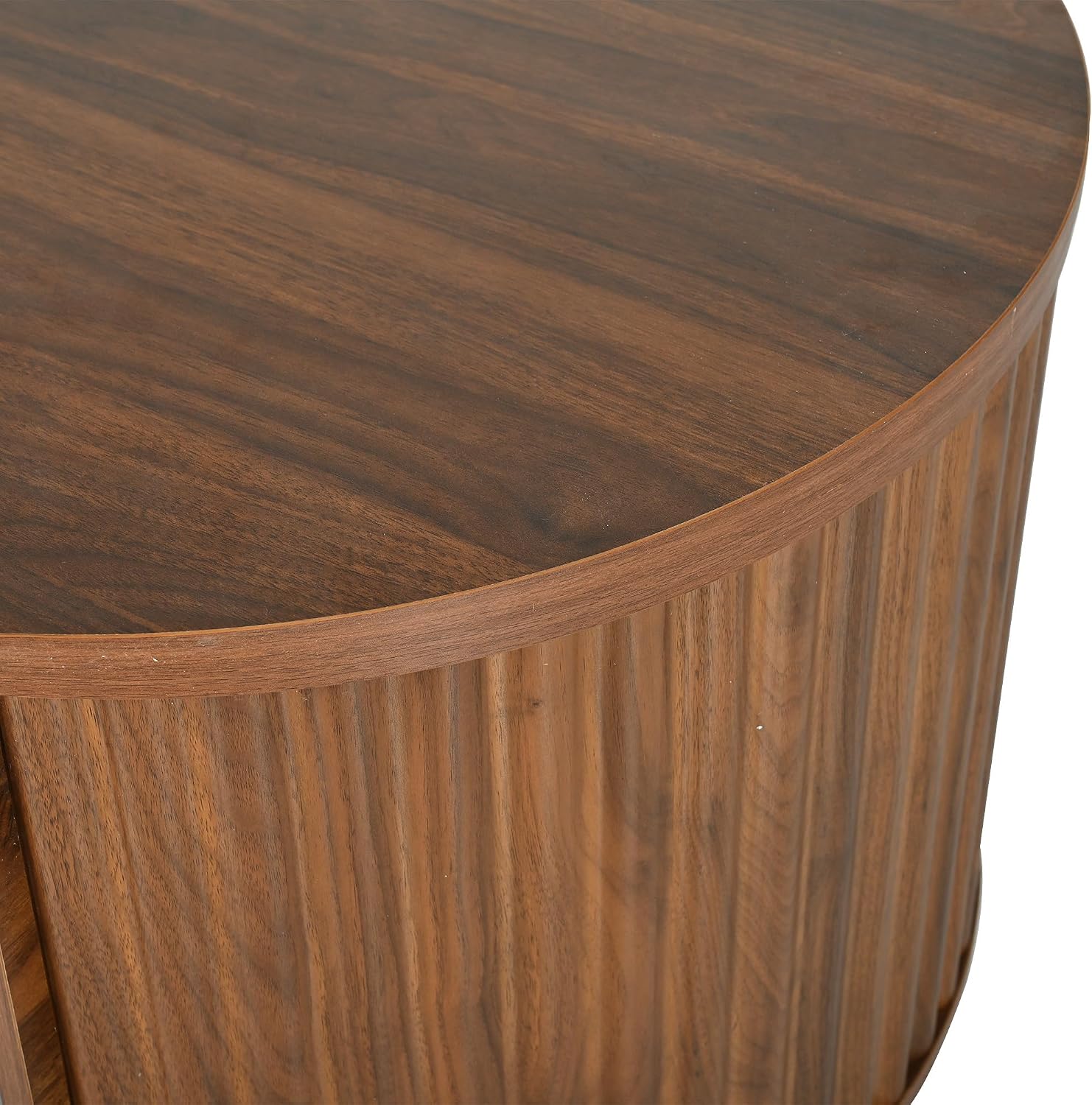 Oval Coffee Table with Lifting Top for Living Room Smart Coffee Table with Storage Mid Century Modern Coffee Tables with Adjustable Lift Top Coffee Tables Fluted Walnut 47.2'