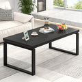 EXCEFUR Black Coffee Table, Modern Rustic Center Table for Living Room, Industrial Rectangle Cocktail Tea Table for Home Office, 47 Inch