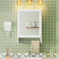 Wall Mounted Bathroom Mirror Cabinet with Soft-Close Door and Adjustable Shelf, 20' White Medicine Cabinet with HD Mirror and Towel Bar, MDF and Rubber Wood Construction for Bathroom Storage
