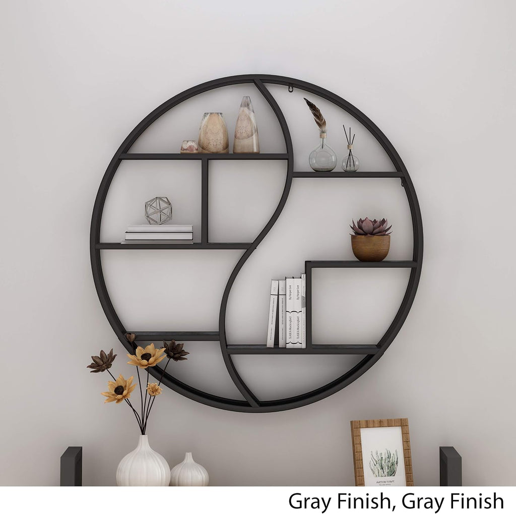 Christopher Knight Home Bobby Industrial Hanging Circular Wall Shelf, Gray Finish