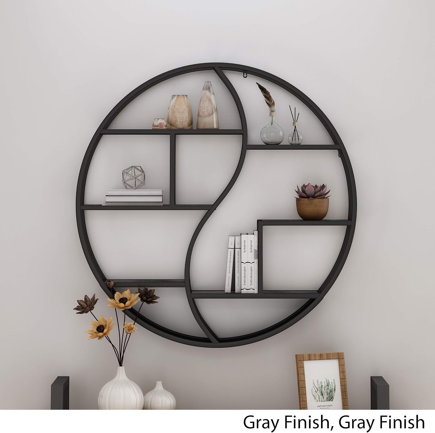 Christopher Knight Home Bobby Industrial Hanging Circular Wall Shelf, Gray Finish