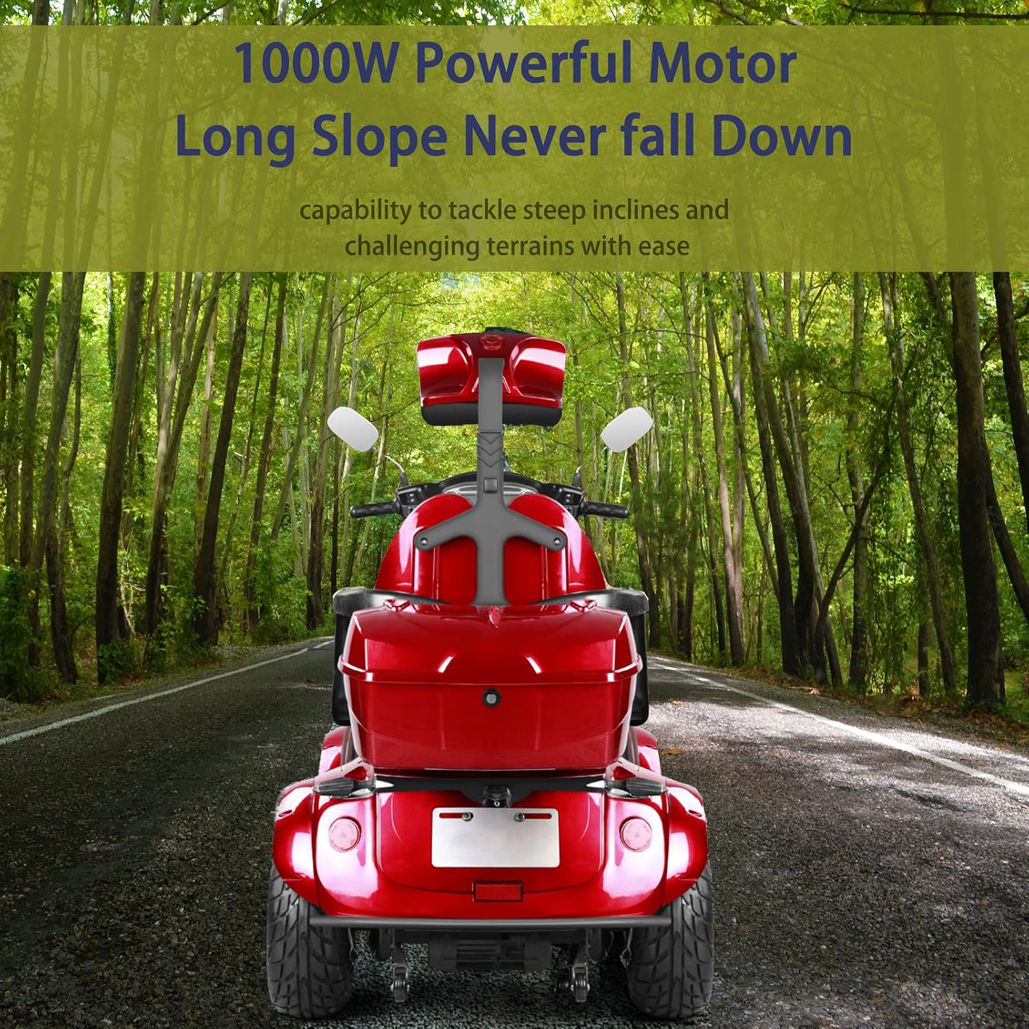 Heavy Duty 4 Wheels Mobility Scooter, All Terrain Electric Mobility Scooters for Seniors and Adults, 1000W Motor, Fat Tire, Adjustable Handle and Seats, 500lbs Capacity, 31-36 Miles of Range