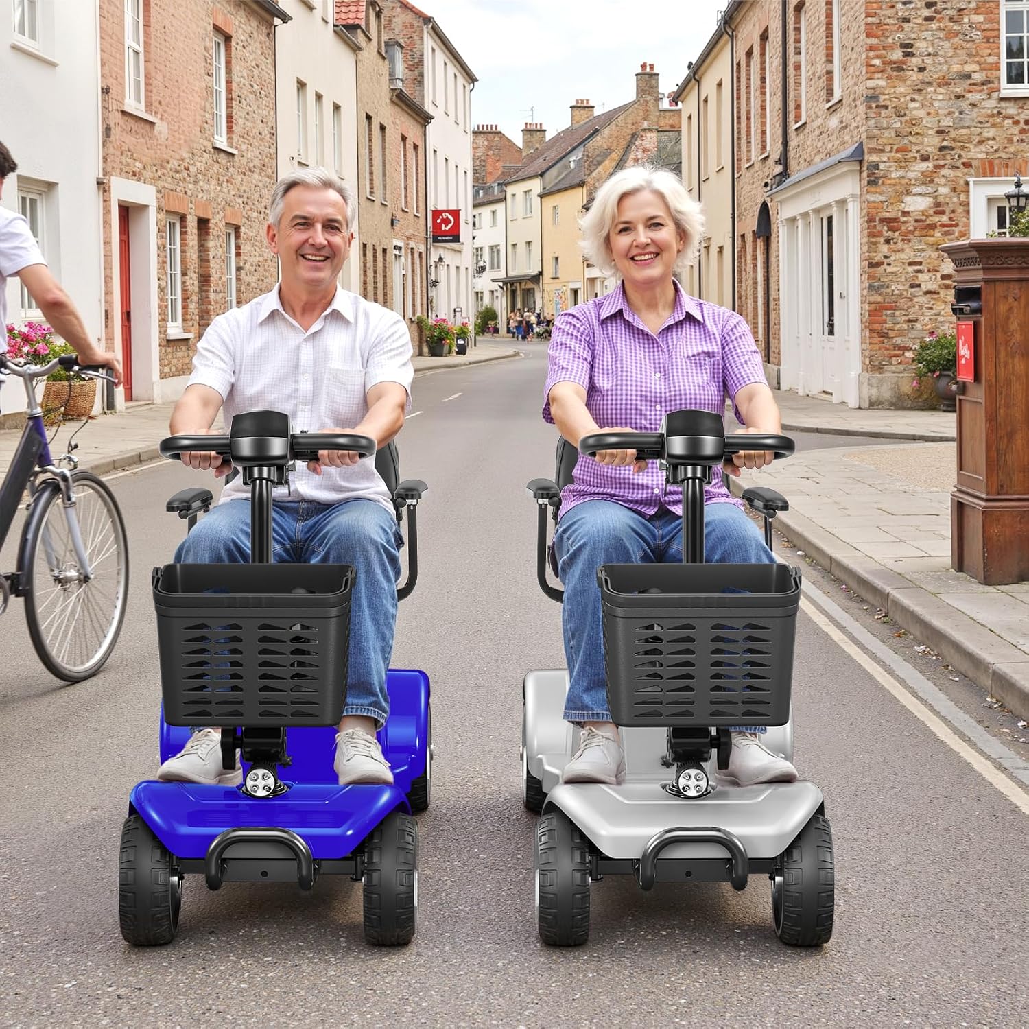 4 Wheel Electric Mobility Scooter for Adults and Seniors, 20 Miles Range Foldable Electric Scooter, Compact Heavy Duty Mobile for Travel with 300 lb Capacity, Powered Electric Wheelchair, Grey