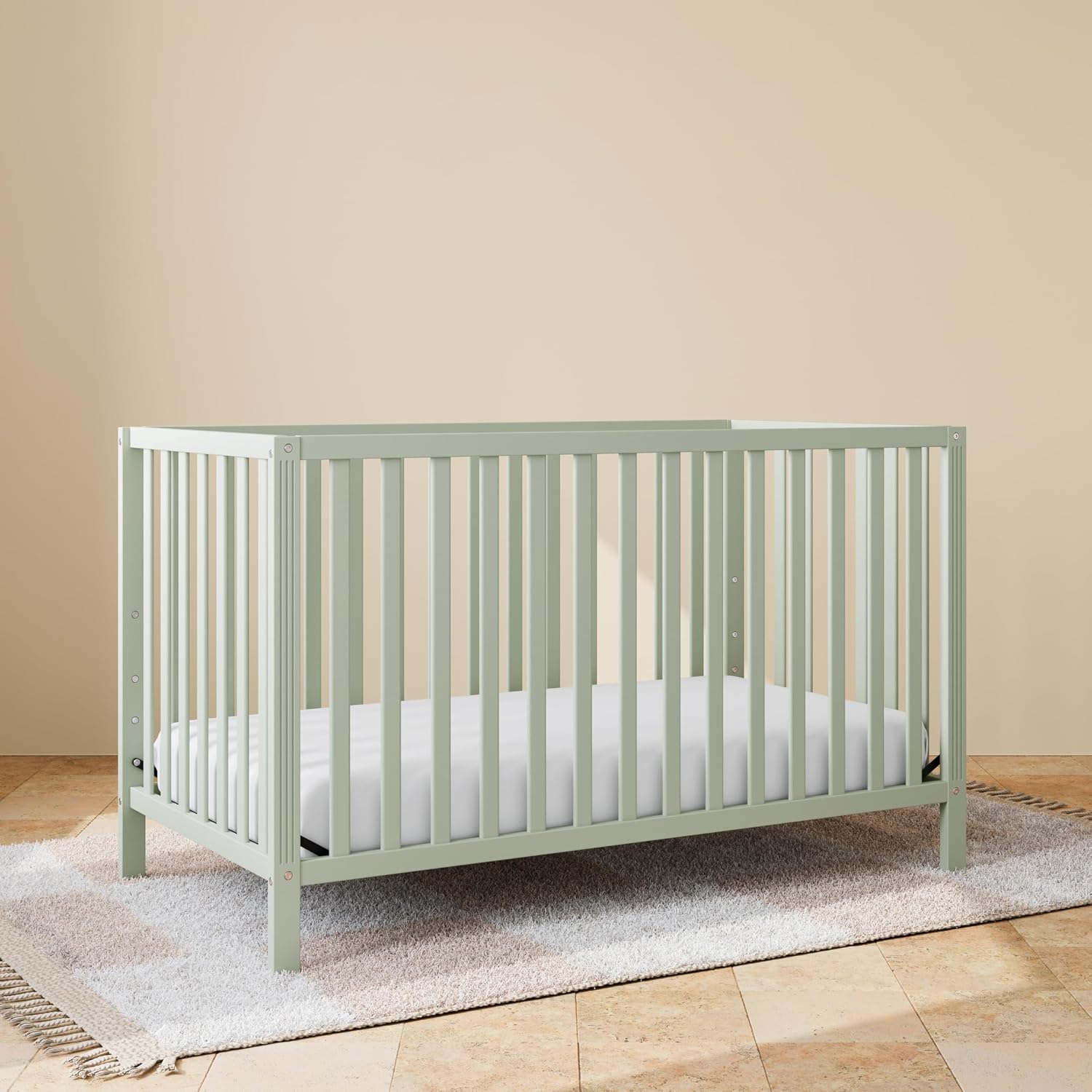 Storkcraft Morningside 5-in-1 Convertible Crib – GREENGUARD Gold Certified, Fits Standard Crib Mattress, Converts to Toddler Bed, Daybed and Full Bed, 4 Adjustable Mattress Heights (Sage)