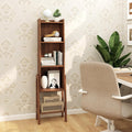 5 Tier Mid Century Bookcase,Open Floor Standing Storage Bookshelf,Modern Organizer Narrow Bookcase,Free Standing Organizer Shelves for Study Living Room Kitchen Office Bedroom Balcony(Brown)