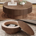 JUSTONE 31.5' Round Coffee Table,Farmhouse Wood Coffee Table with Storage for LivingRoom,Apartment,Office,Walnut