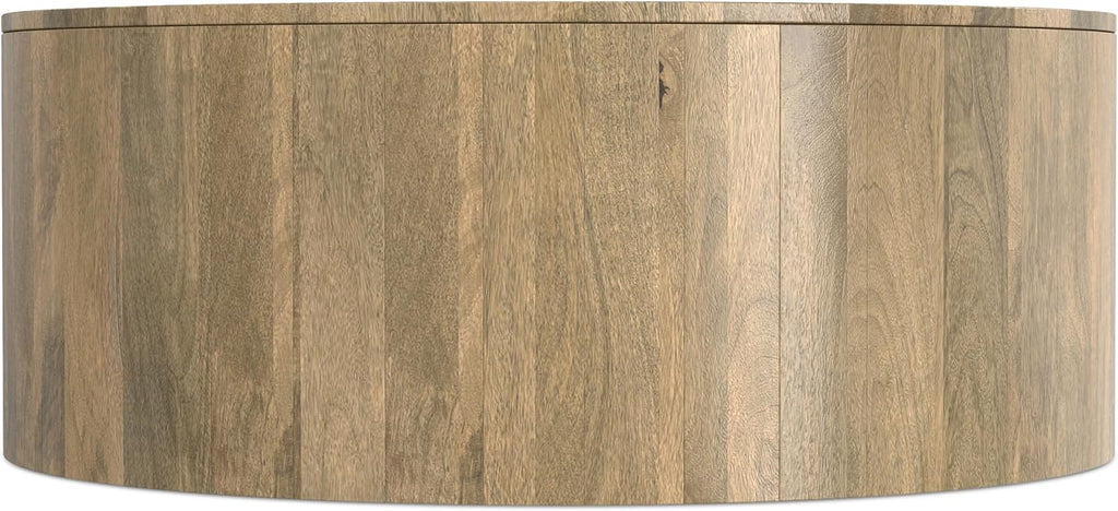 SIMPLIHOME Millbury Drum Coffee Table - 36 inch Wide Solid Mango Wood Round Living Room Table in Briarsmoke, Contemporary Cocktail Table for Family Room or Lounge with Large Surface, Assembled